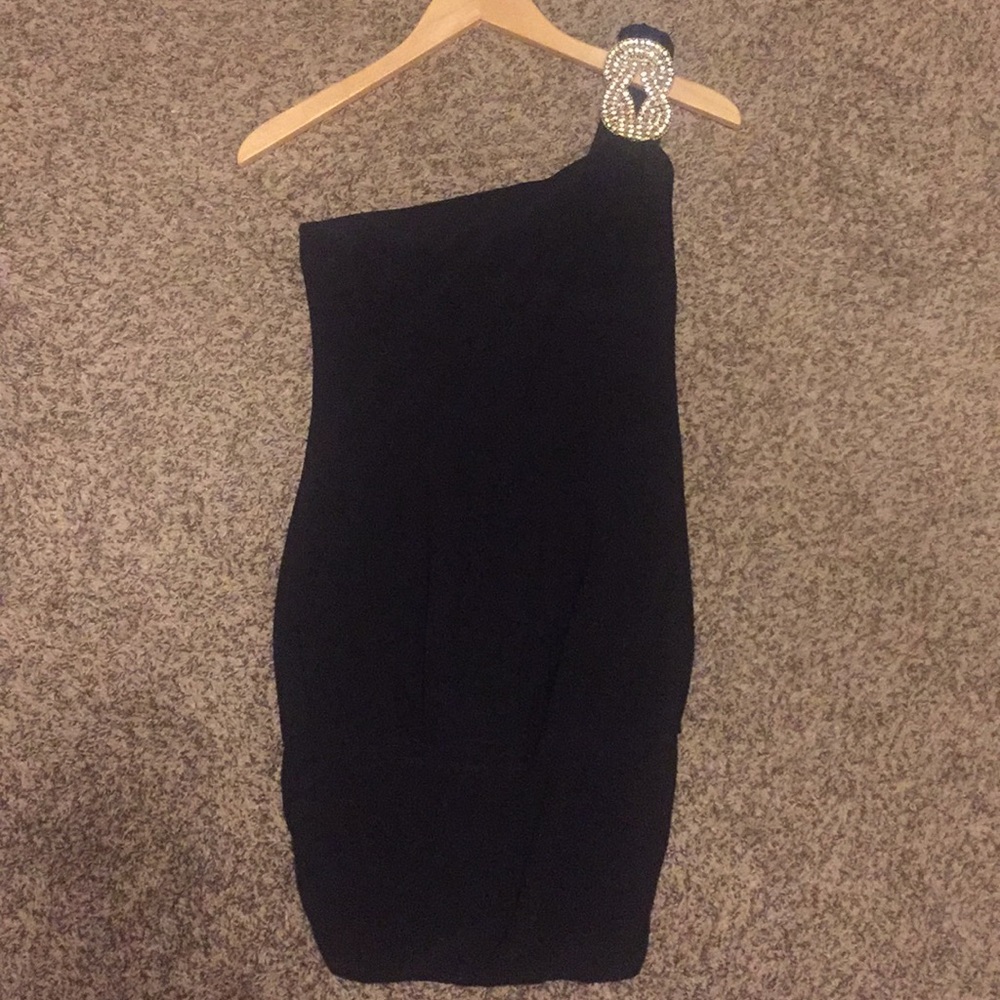 One Shoulder Black Formal Dress